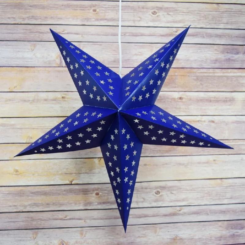 Filament style LED Edison light bulbs24" Navy / Dark Blue Paper Star Lantern, Hanging Wedding & Party Decoration