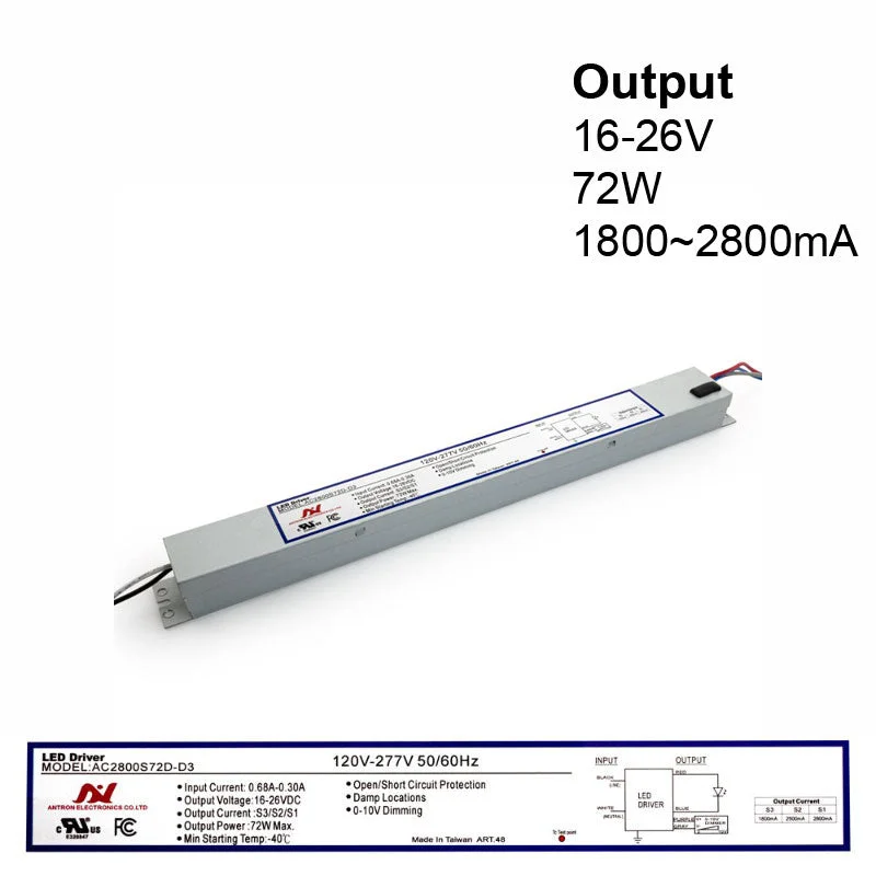 Track lighting for small apartmentsANTRON AC2800S72D-D3 Constant Current with Selectable Current 1800-2500-2800mA 16-26V 72W