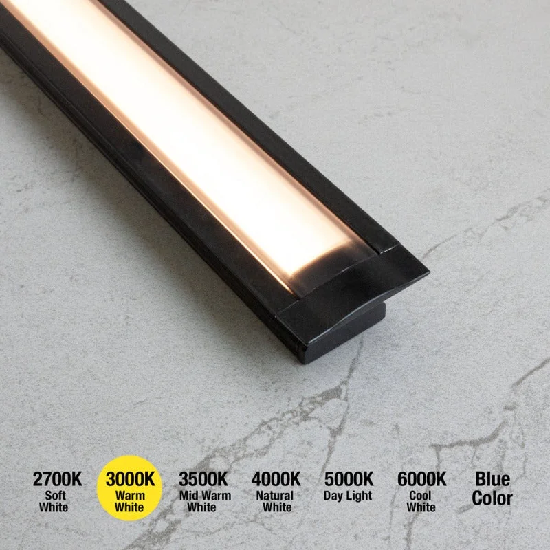 Dimmable track lighting for home offices15mm Deep Dot-Free Recessed Black Aluminum Linear LED Light for under cabinet 12V - RF1B