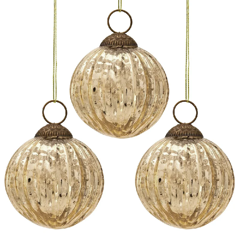 Edison light bulbs for ceiling fans3-PACK | 3" Gold Mona Mercury Glass Lined Ball Ornament Christmas Decoration