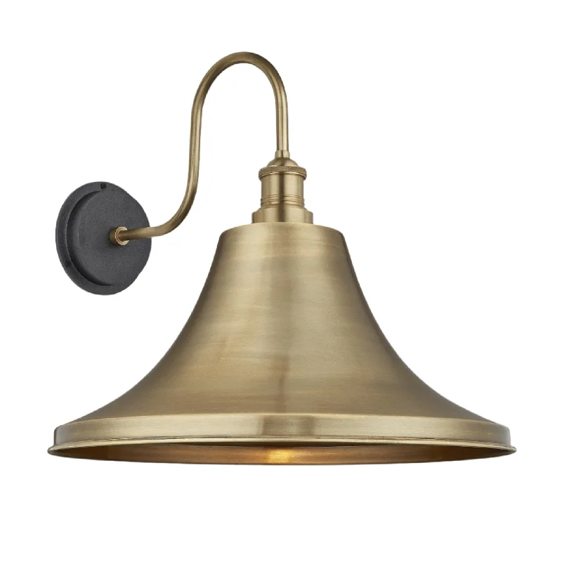 Mercury glass Edison light bulbsSwan Neck Outdoor & Bathroom Giant Bell Wall Light - 20 Inch – Brass