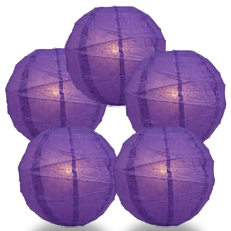 Edison light bulbs for DIY projectsBLOWOUT 5-PACK 24" Royal Purple Round Paper Lantern, Crisscross Ribbing, Chinese Hanging Wedding & Party Decoration