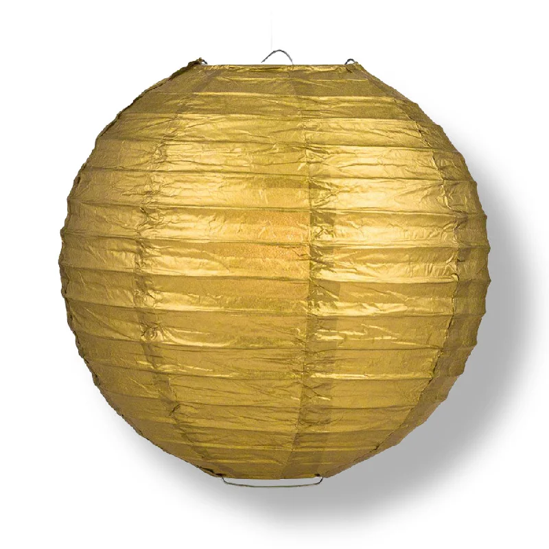 Long lifespan Edison light bulbs6" Gold Round Paper Lantern, Even Ribbing, Chinese Hanging Wedding & Party Decoration