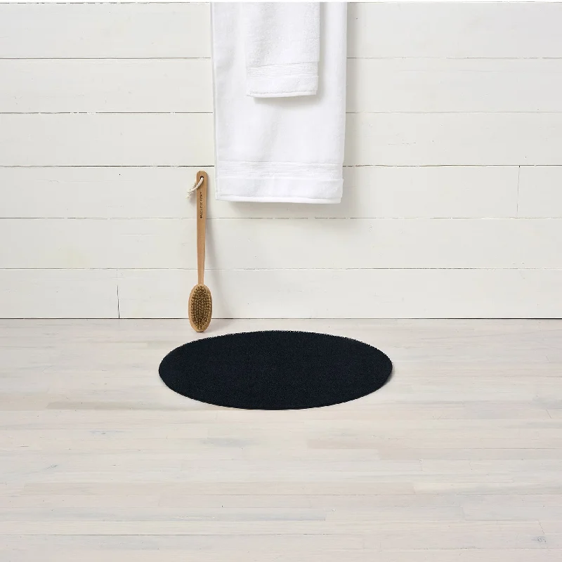 Black Dot Round Shag Mat by Chilewich