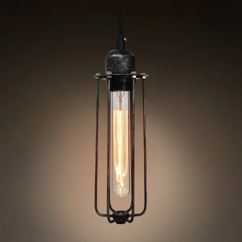 Dust - Resistant Industrial Lighting for Dirty WorkspacesCylinder 1 Light Cage Metal Mini Pendant Light