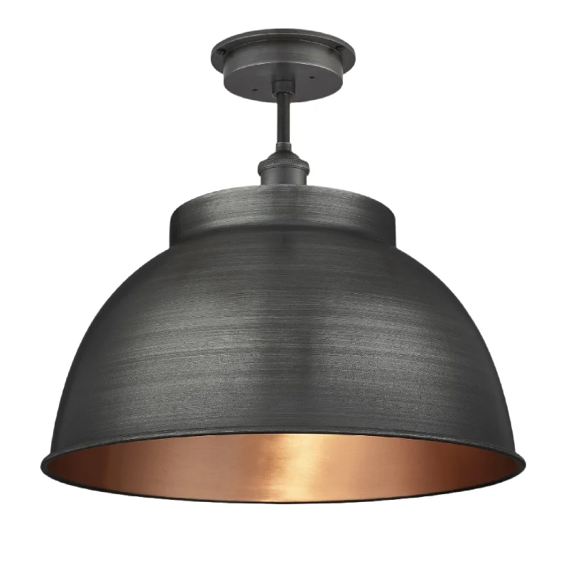 Edison light bulbs for pendant lightsBrooklyn Outdoor & Bathroom Dome Flush Mount - 17 Inch - Pewter & Copper