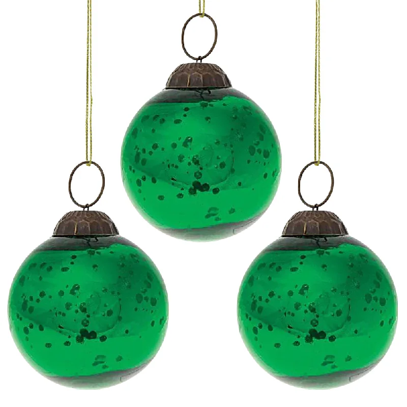 Edison light bulbs for DIY projects3-PACK | 2.5" Green Ava Mercury Glass Ball Ornament Christmas Holiday Decoration