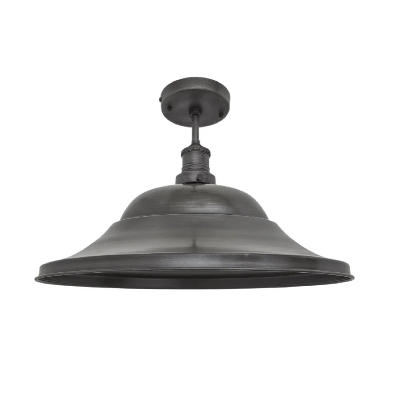 Soft white Edison light bulbsBrooklyn Giant Hat Flush Mount - 21 Inch - Pewter