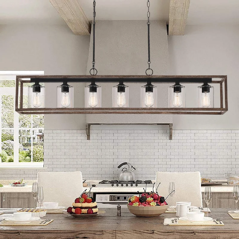 Chandeliers with Venetian Glass for a Luxurious LookAllegray 52in Farmhouse 7-light Linear Chandelier Rectangle Kitchen Island Pendant