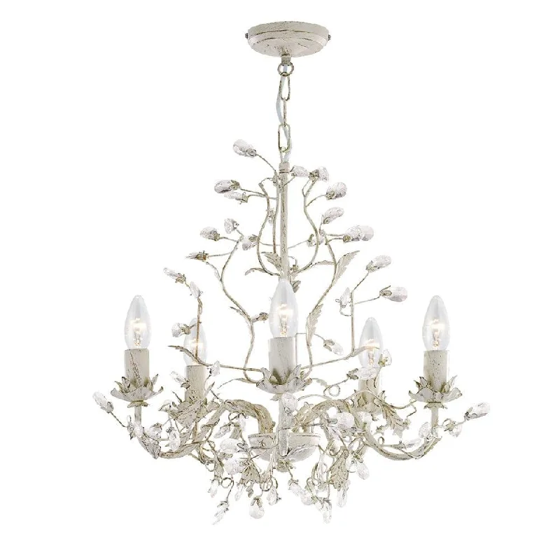 Chandeliers with Clear Crystal for a Sparkling EffectAlmandite - 5 Light Chandelier Cream Gold Finish