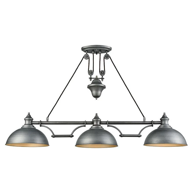 Chandeliers with Pendant Lights for a Stylish LookFarmhouse Three-Light Pulldown Island Chandelier Light