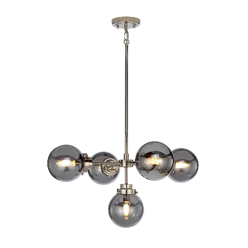 Chandeliers with Pendant Lights for a Stylish LookElstead Lighting Kula 5 Light Chandelier - Polished Nickel