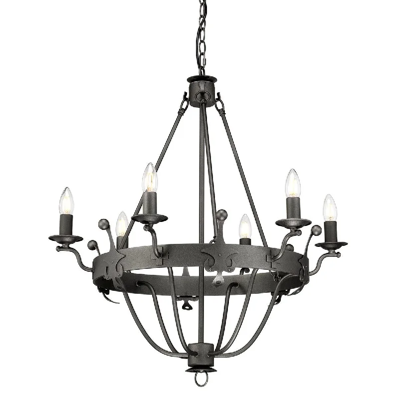 Chandeliers with Candle - Style Bulbs for a Classic AestheticElstead Lighting Windsor 6 Light Graphite Chandelier