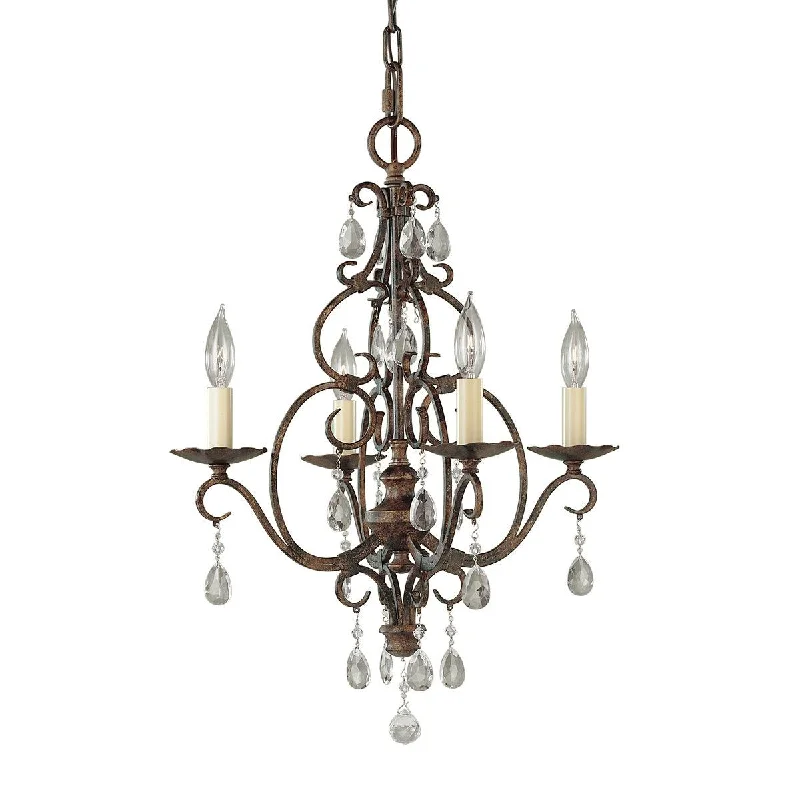 Chandeliers with Sputnik - Style Design for a Futuristic VibeFeiss Chateau 4 Light Bronze Chandelier - Crystal Drops