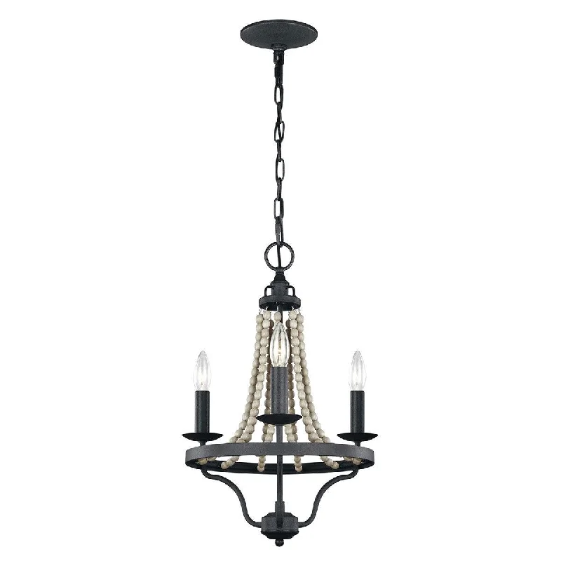 Victorian - Inspired Chandeliers with Ornate DetailsFeiss Nori 3 Light Zinc & Wood Chandelier