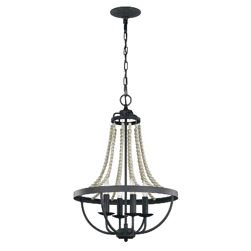 Ceiling - Mounted Chandeliers for Standard CeilingsFeiss Nori 4 Light Zinc & Wood Bead Chandelier