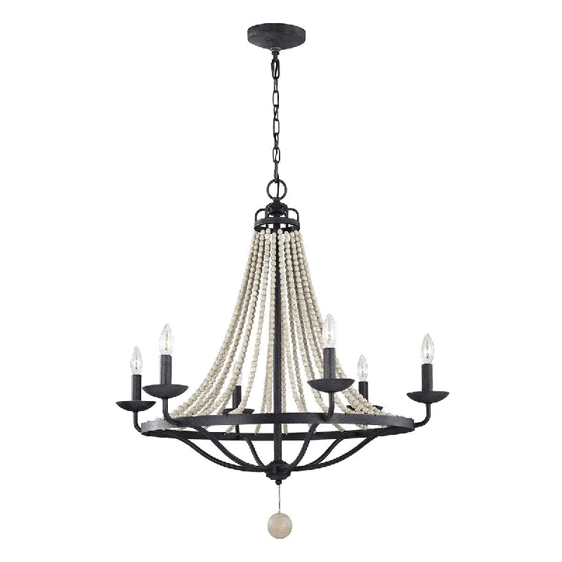 Chandeliers with Adjustable Arms for Directional LightingFeiss Nori 6 Light Zinc & Grey Beaded Chandelier