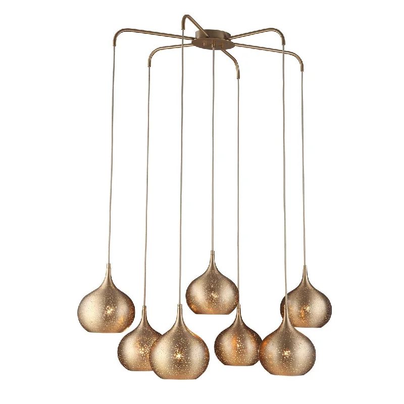 Industrial Iron Chandeliers for Loft - Inspired SpacesGolden Onion, 7 Lt Chandelier