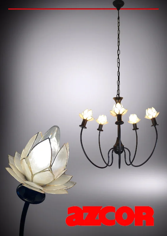 Chandeliers with Adjustable Height for Custom InstallationHarper Lotus Capiz Chandelier 5