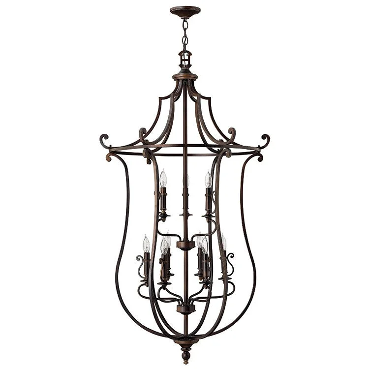 Chandeliers with Metal Frames in Bronze FinishPlymouth Nine-Light Two-Tier Foyer Pendant