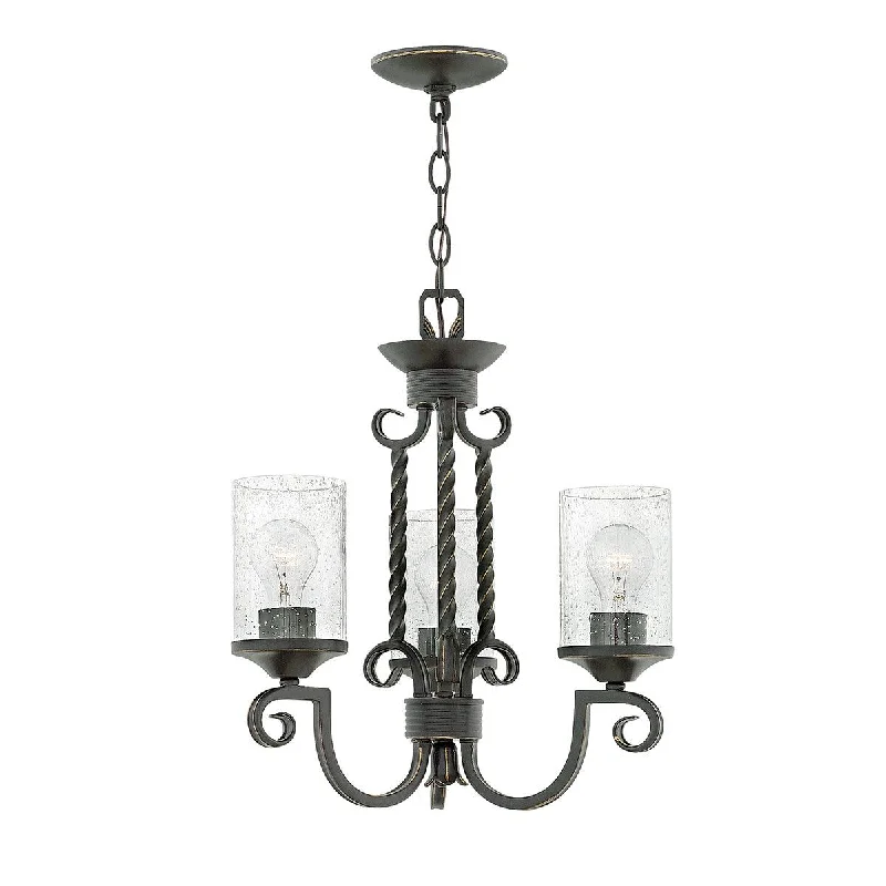 Modern Crystal Chandeliers for Contemporary HomesHinkley Casa 3 Light Black Chandelier - Glass Shades