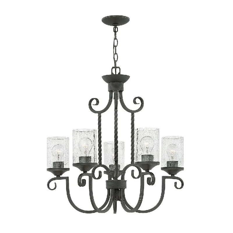 Industrial Iron Chandeliers for Loft - Inspired SpacesHinkley Casa 5 Light Black Chandelier - Clear Glass Shades