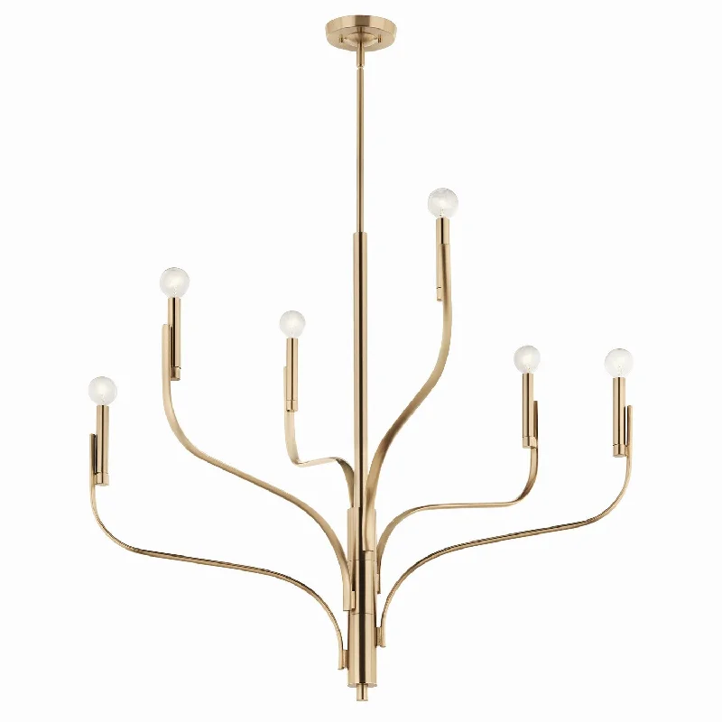 Chandeliers with Metal Frames in Black FinishLivadia Six Light Chandelier