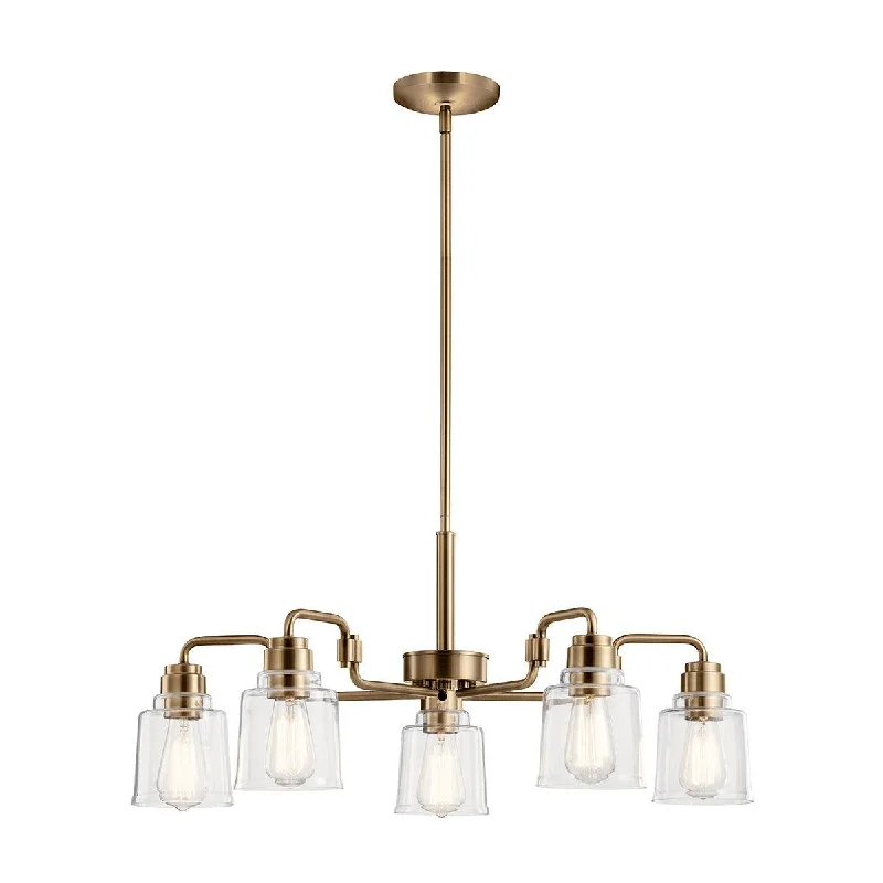 LED Chandeliers for Energy - Efficient LightingKichler Avian 5 Light Brass Chandelier - Clear Glass Shades