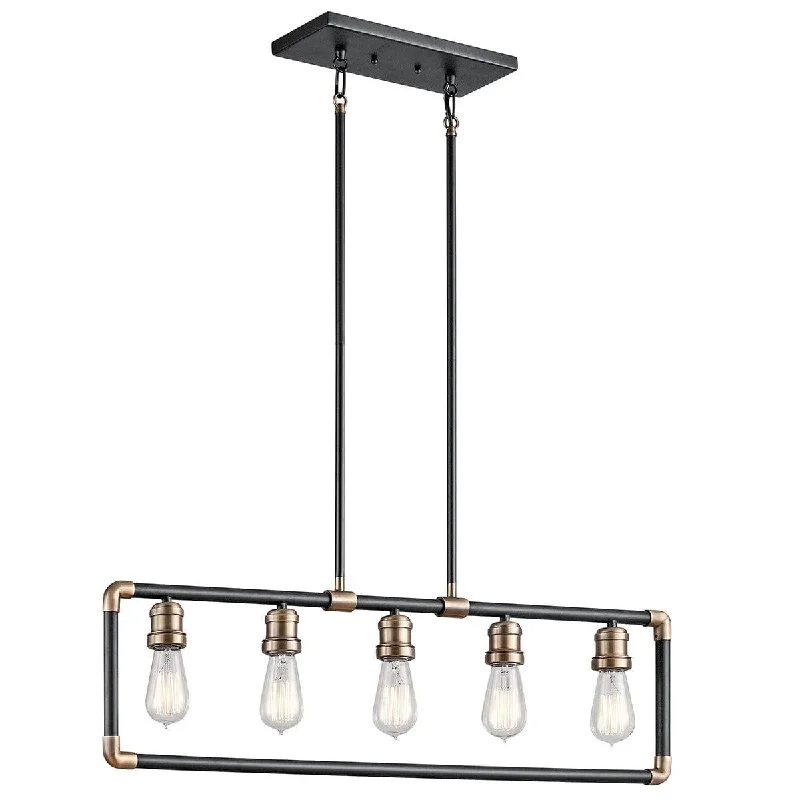 Chandeliers for Living Rooms to Create a Focal PointKichler Imahn 5 Light Linear Chandelier - Black & Brass