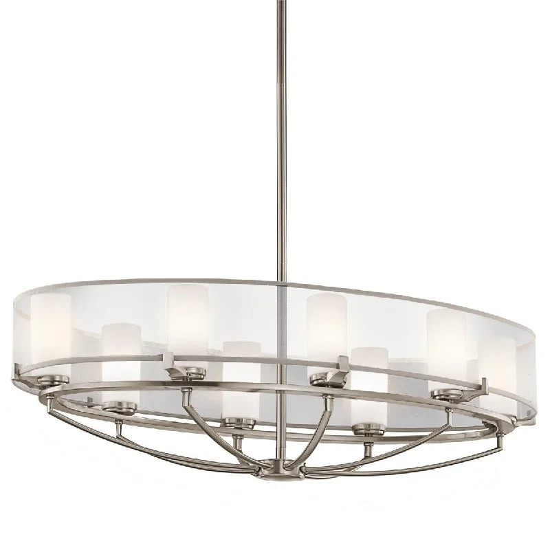 Chandeliers with Adjustable Height for Custom InstallationKichler Saldana 8 Light Oval Pewter Chandelier Ceiling