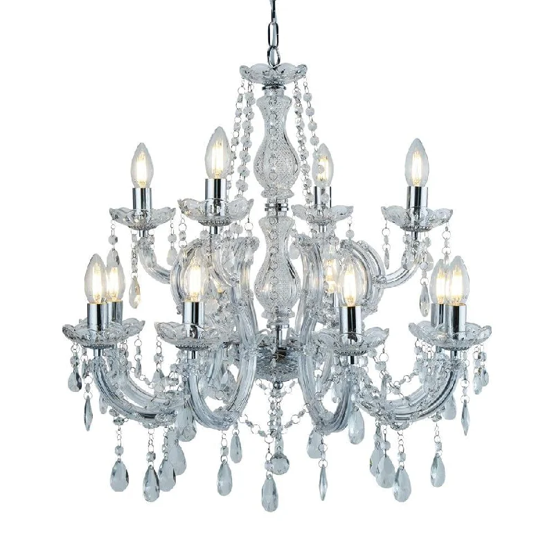 Ceiling - Mounted Chandeliers for Standard CeilingsMarie Therese 12 Light Chrome/Crystal Glass Chandelier