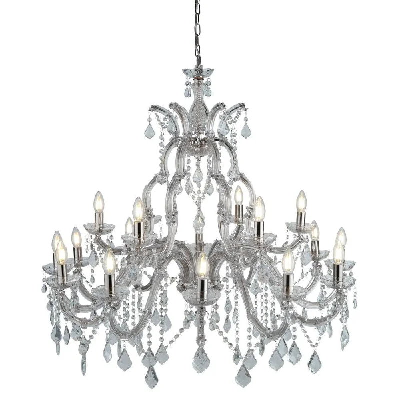 Ceiling - Mounted Chandeliers for Standard CeilingsMarie Therese 18 Light Chrome/Clear Crystal Glass Chandelier