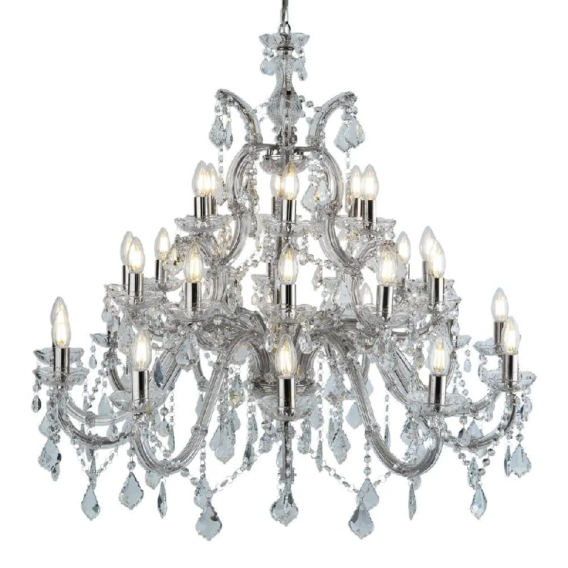 LED Chandeliers for Energy - Efficient LightingMarie Therese 30 Light Chrome/Clear Crystal Glass Chandelier