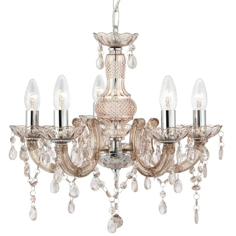 Modern Crystal Chandeliers for Contemporary HomesMarie Therese -5 Light Mink Glass/Acrylic Chandelier