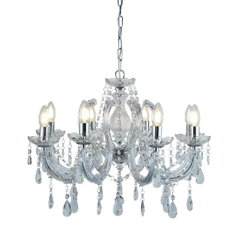 Small Chandeliers for Compact RoomsMarie Therese 8 Light Chrome/Crystal Glass Chandelier