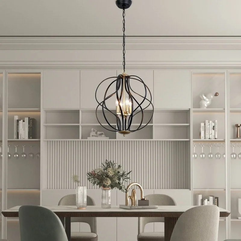 Chandeliers for Living Rooms to Create a Focal PointMaxax 4 - Light Unique Geometric Chandelier Wrought Iron Accents - 17.7*17.3*17.3