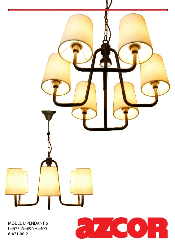 Chandeliers with Metal Frames in Copper FinishModel-U Chandelier 6