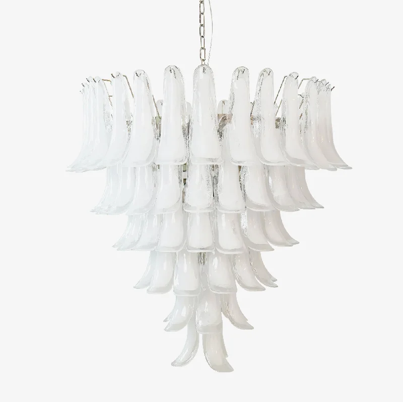 Chandeliers with Adjustable Arms for Directional LightingMurano White Glass Petals Chandelier