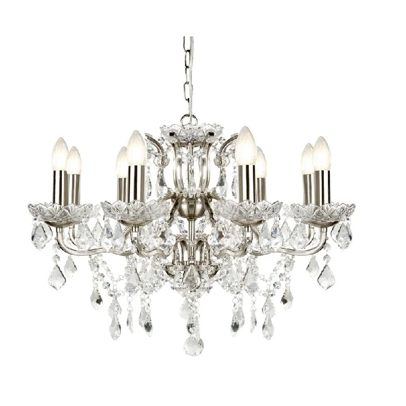 Mid - Century Modern Chandeliers for Vintage AppealParis 8 Light Silver/Crystal French Style Chandelier