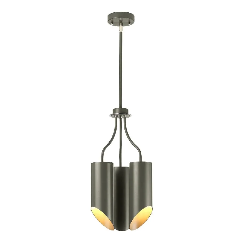 Chandeliers with Metal Frames in Black FinishElstead Quinto 3 Light Grey Polished Nickel Chandelier