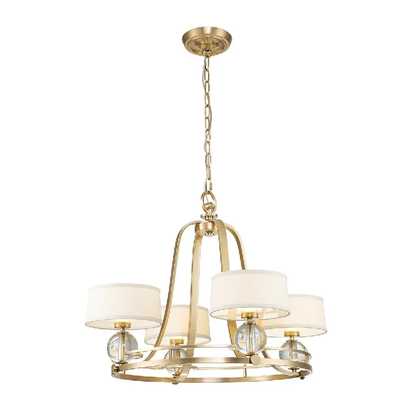 Chandeliers with Murano Glass for a High - End Artistic TouchQuoizel Uptown Gotham 4 Light Brass Chandelier - Cream Shades