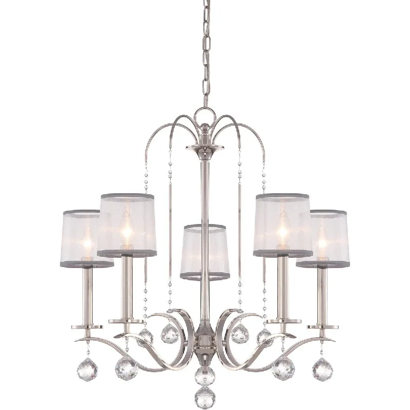 Incandescent Chandeliers for a Warm and Traditional GlowQuoizel Whitney 5 Light Silver Chandelier Ceiling Light