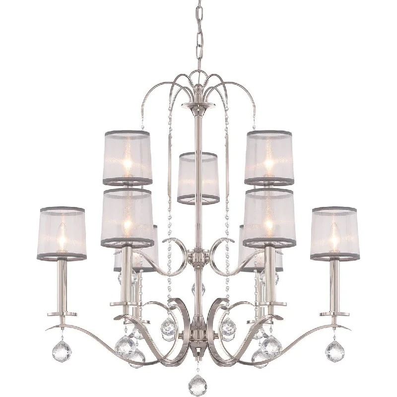 Chandeliers with Dimmable Lights for Ambiance ControlQuoizel Whitney 9 Light Two Tier Silver Chandelier