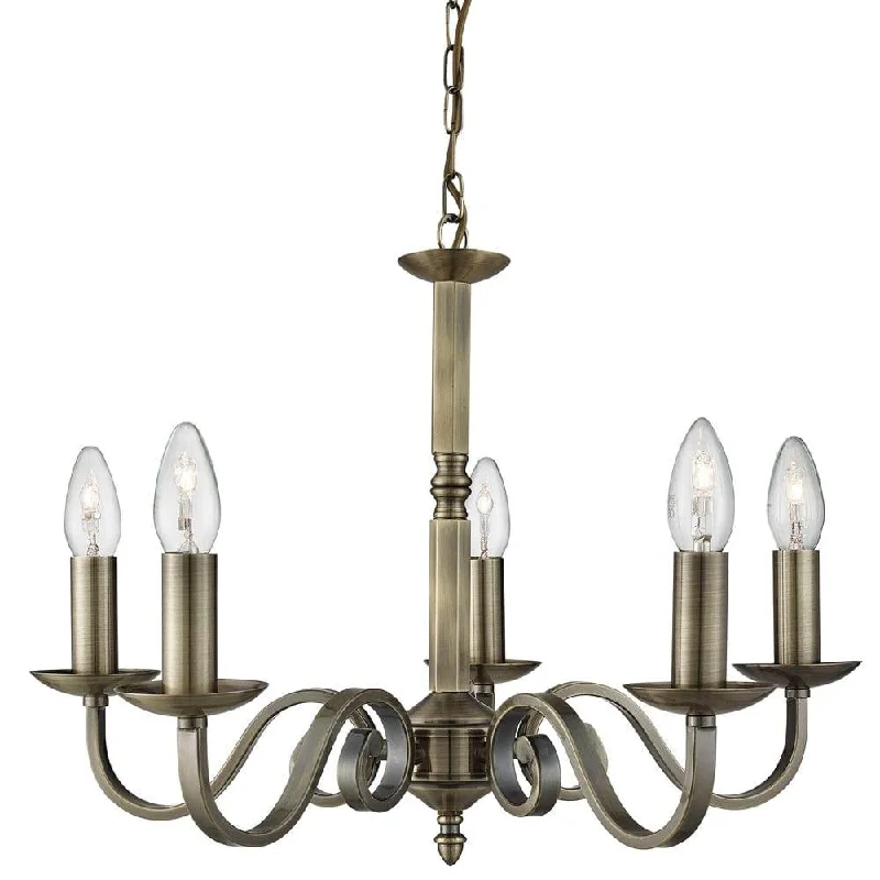 Chandeliers with Pendant Lights for a Stylish LookRichmond 5 Light/Scroll Arm Antique Brass Chandelier