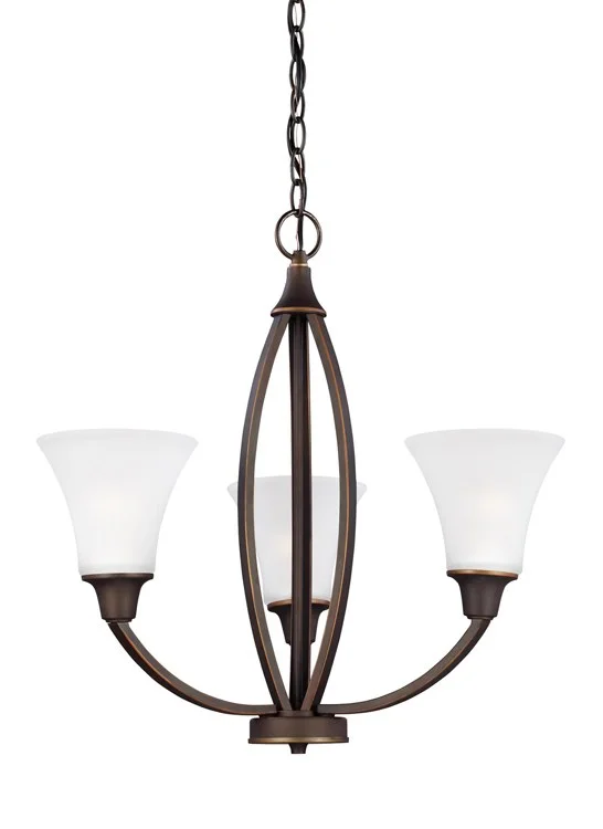 Chandeliers with Metal Frames in Black FinishMetcalf Three-Light LED Chandelier