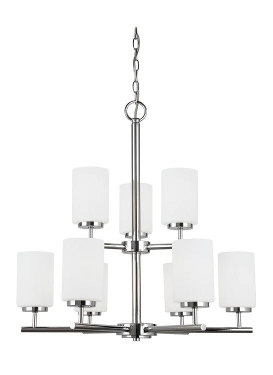 Chandeliers with Metal Frames in Black FinishOslo Nine-Light Two-Tier LED Chandelier