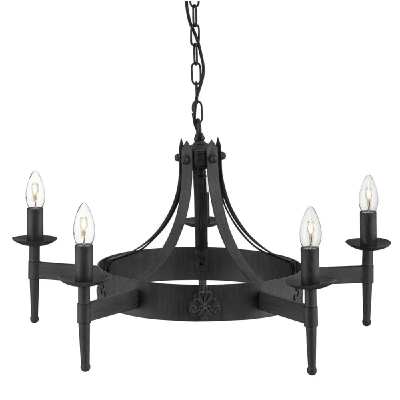 Small Chandeliers for Compact RoomsCartwheel II 5 Light Black Wrought Iron Chandelier