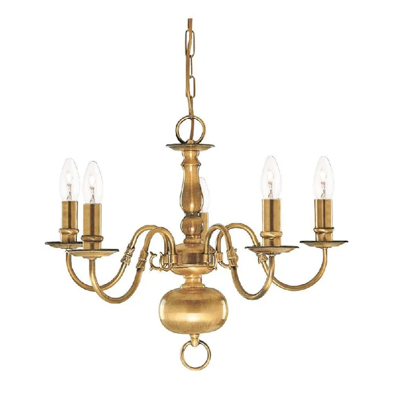 Chandeliers with Candle - Style Bulbs for a Classic AestheticSearchlight Flemish 5 Light Solid Brass Chandelier