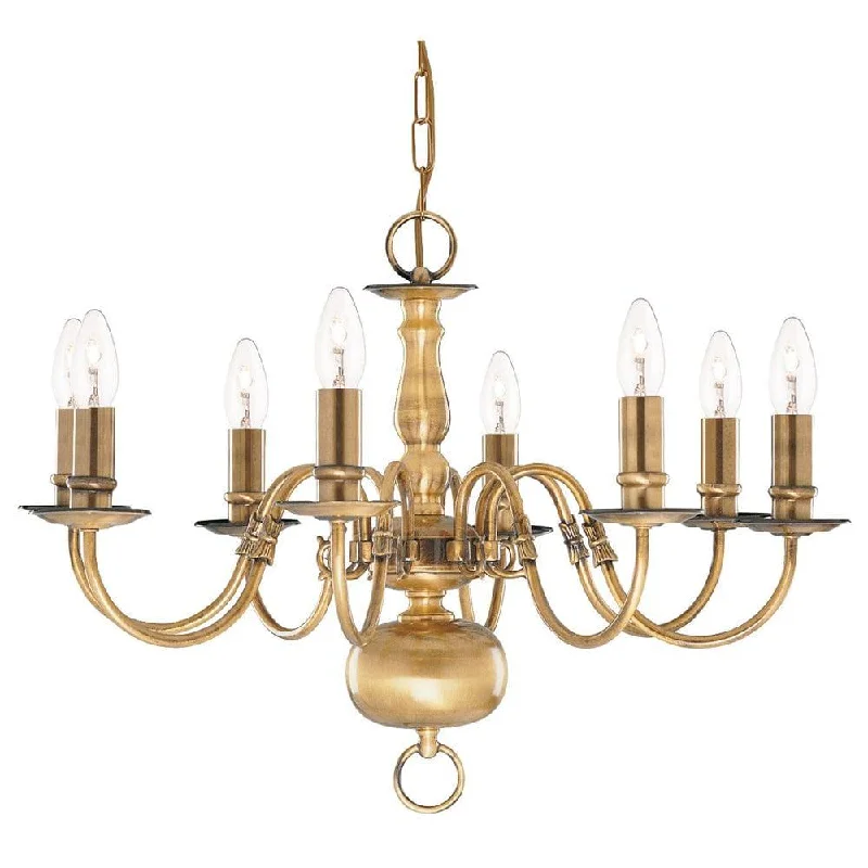 Chandeliers with Clear Crystal for a Sparkling EffectSearchlight Flemish 8 Light Solid Brass Chandelier