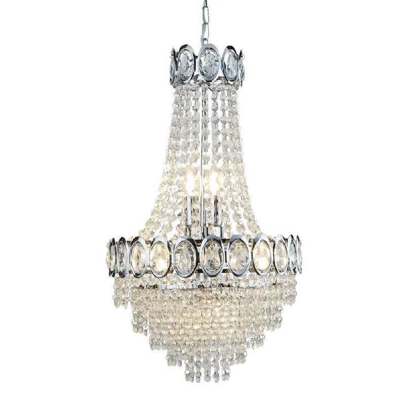 Chandeliers with Metal Frames in Silver FinishSearchlight Louis Philipe Crystal 6 Light Chrome Chandelier